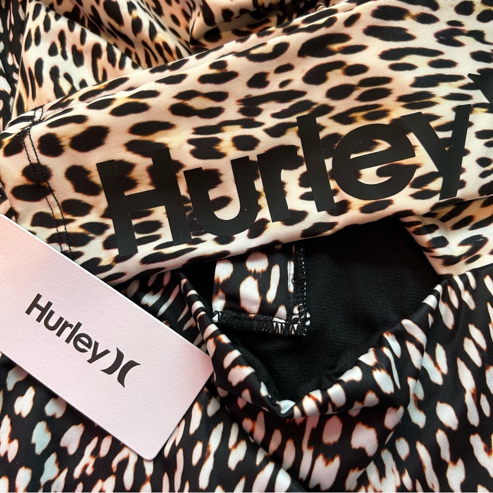 NWT HURLEY One Piece Leopard Print Long Sleeve Bathing Suit RASH GUARD - Picture 4 of 7